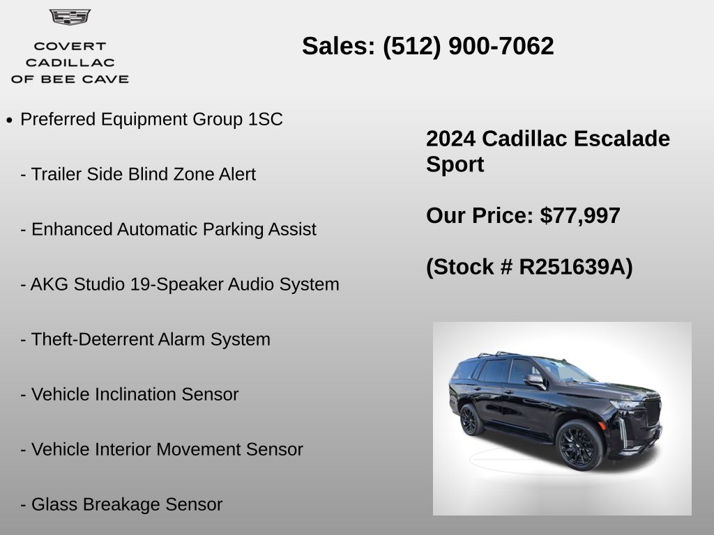Used Car 2024 Cadillac Escalade  Sport For Sale Under $80,000 In Austin, Texas