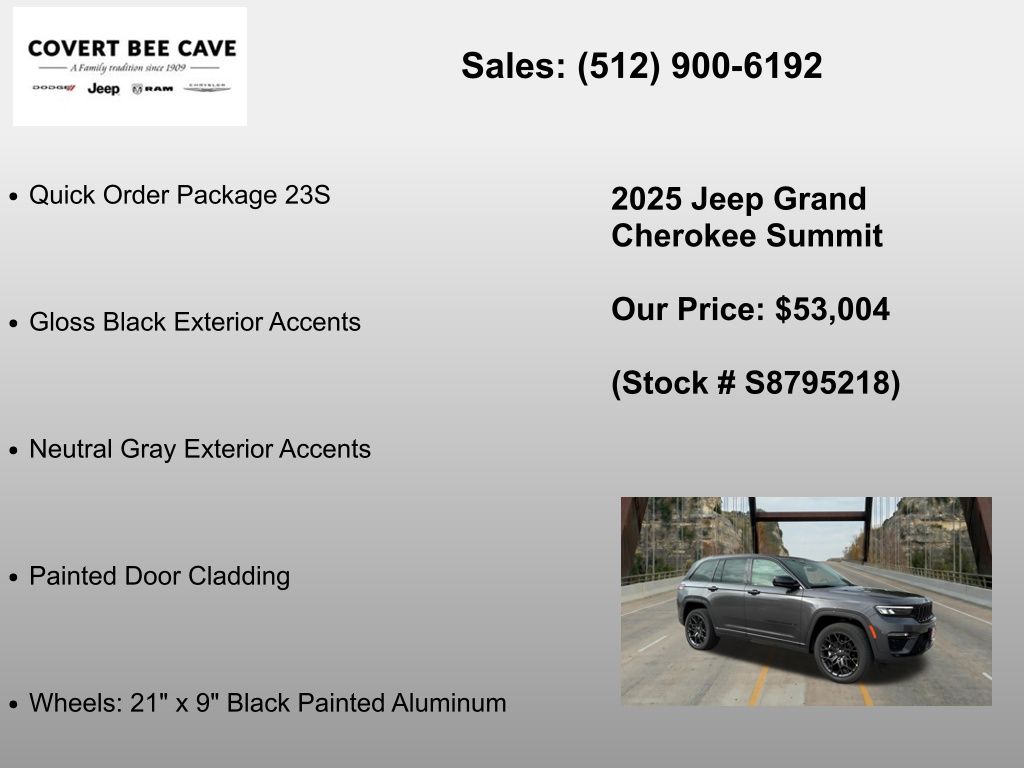 New Car 2025 Jeep Grand Cherokee  Summit For Sale Under $60,000 In Austin, Texas