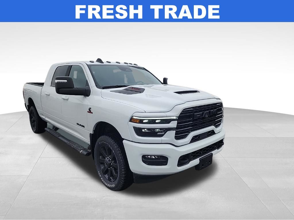 Bright White Clearcoat 2025 RAM 3500 Laramie Mega Cab 4WD Pickup Truck Four-Wheel Drive 8-Speed Automatic