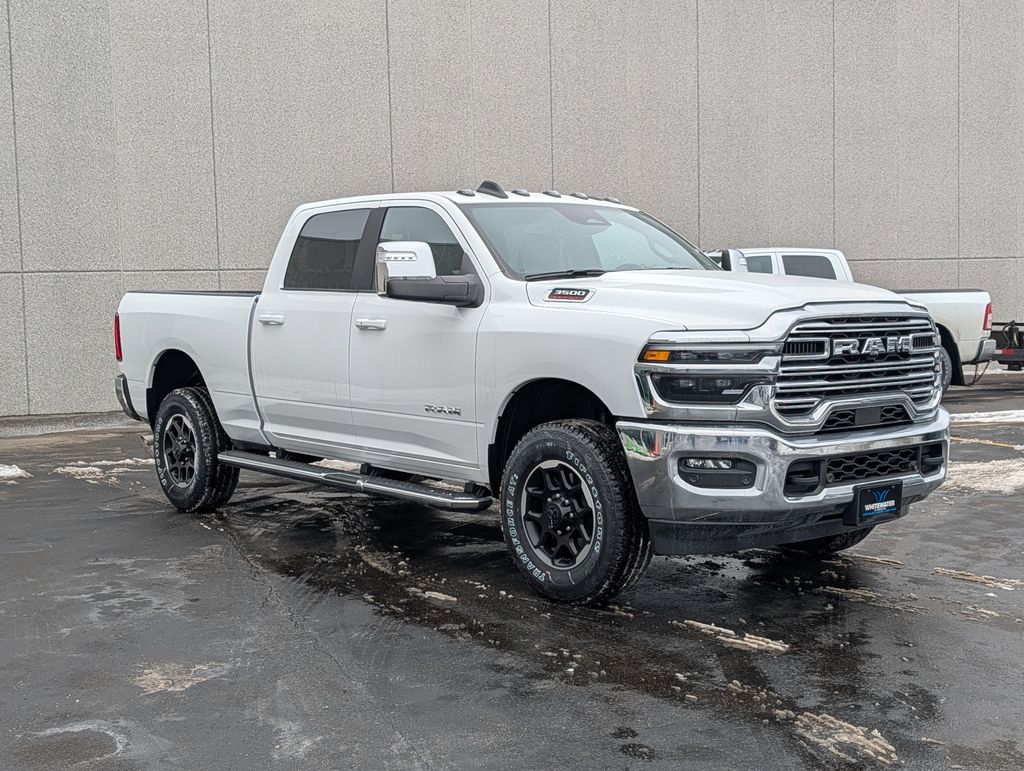 Bright White Clearcoat 2026 RAM 3500 Laramie Crew Cab 4WD Pickup Truck Four-Wheel Drive 8-Speed Automatic