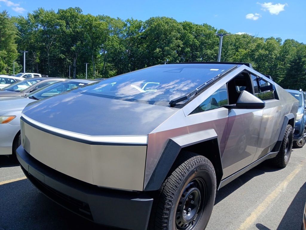 Silver 2025 Tesla Cybertruck Pickup Truck All-Wheel Drive 1-Speed Automatic
