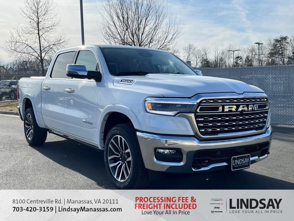 Ivory White Tri-Coat Pearlcoat 2026 RAM 1500 Limited Crew Cab 4WD Pickup Truck Four-Wheel Drive 8-Speed Automatic