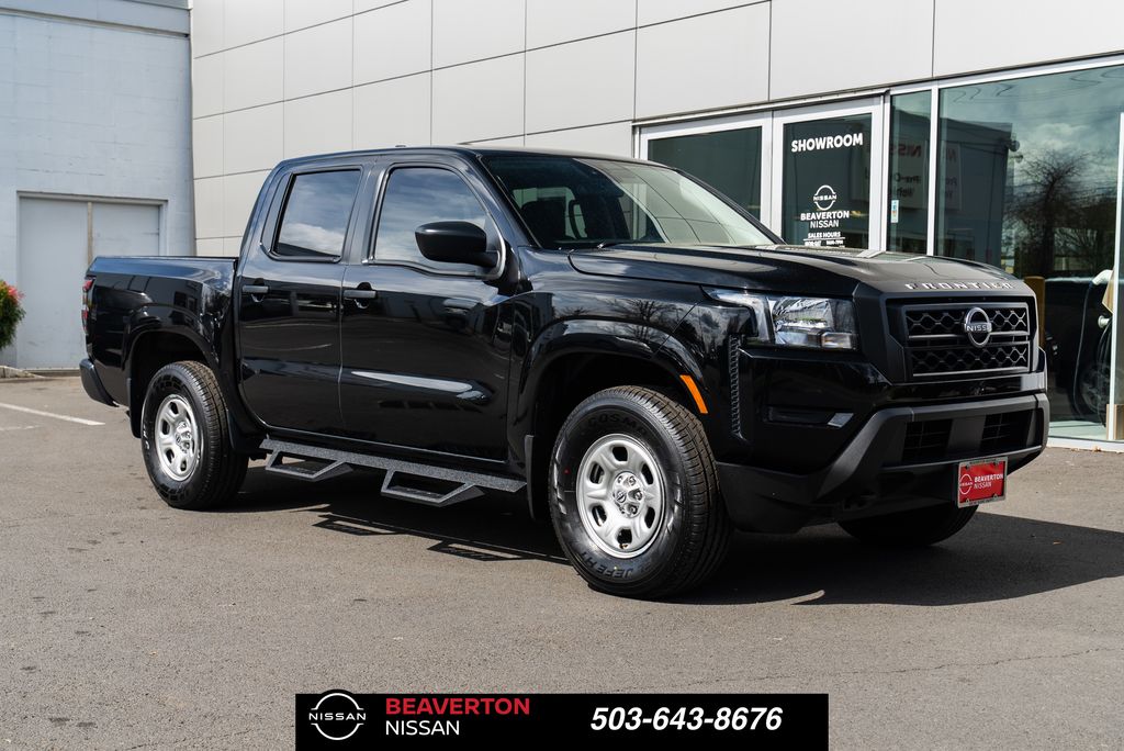 Super Black 2023 Nissan Frontier S Crew Cab 4WD Pickup Truck Four-Wheel Drive 9-Speed Automatic