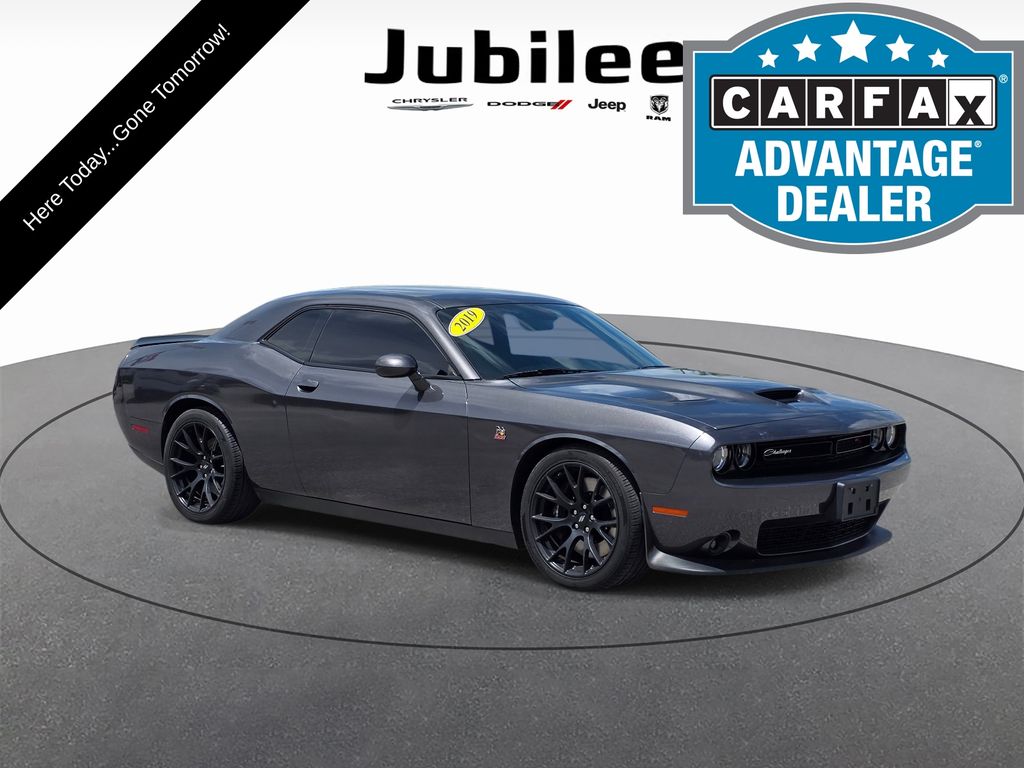 Gray (Granite Crystal Metallic Clearcoat) 2019 Dodge Challenger Coupe Rear-Wheel Drive 6-Speed Manual