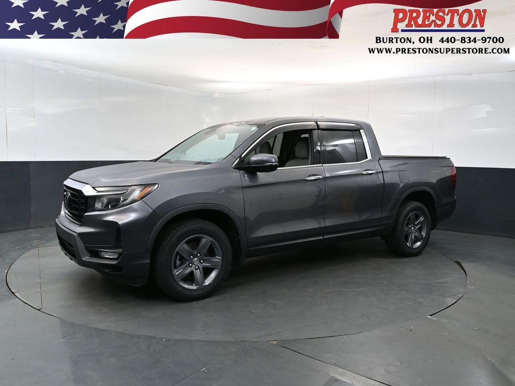 Gray (Modern Steel Metallic) 2021 Honda Ridgeline Pickup Truck All-Wheel Drive 9-Speed Automatic