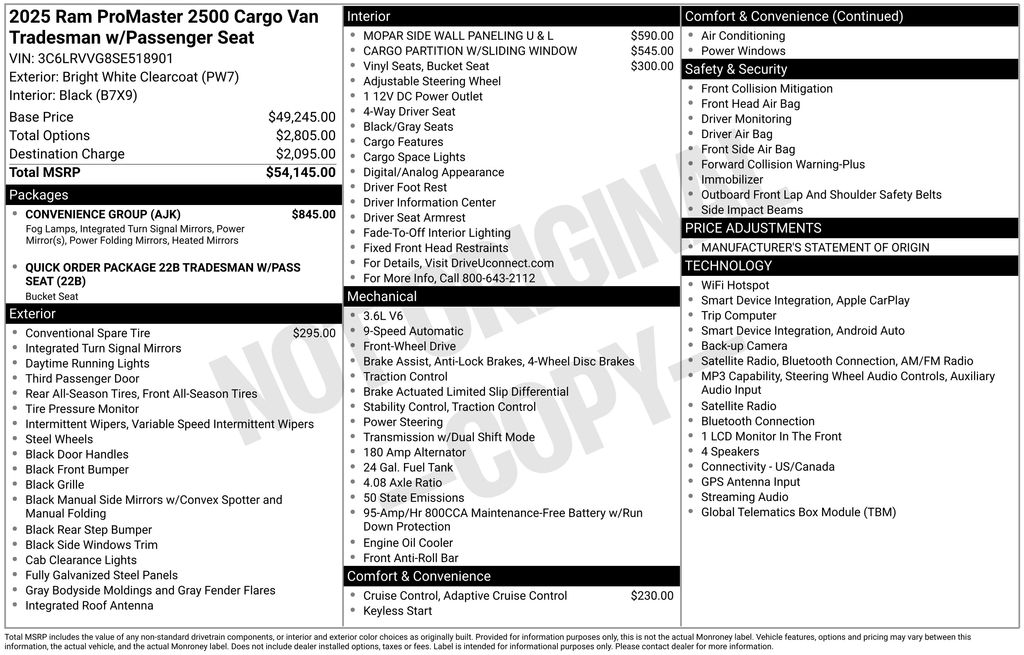 Used 2025 Ram ProMaster 2500 Van