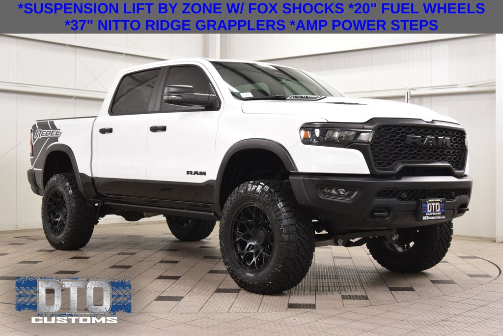 Bright White Clearcoat 2025 RAM 1500 Rebel Crew Cab 4WD Pickup Truck Four-Wheel Drive 8-Speed Automatic