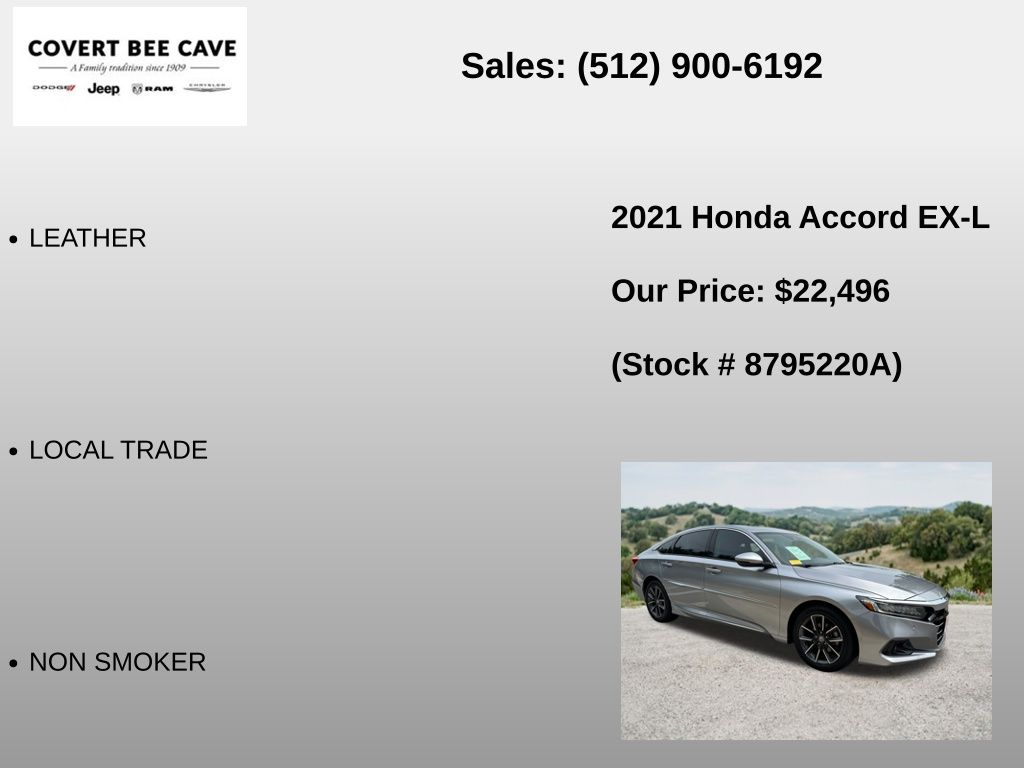 Used Car 2021 Honda Accord  Ex-l For Sale Under $25,000 In Austin, Texas
