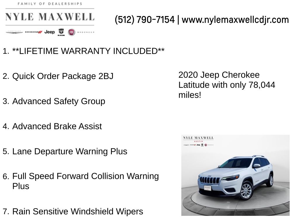 Used Car 2020 Jeep Cherokee  Latitude For Sale In Austin, Texas