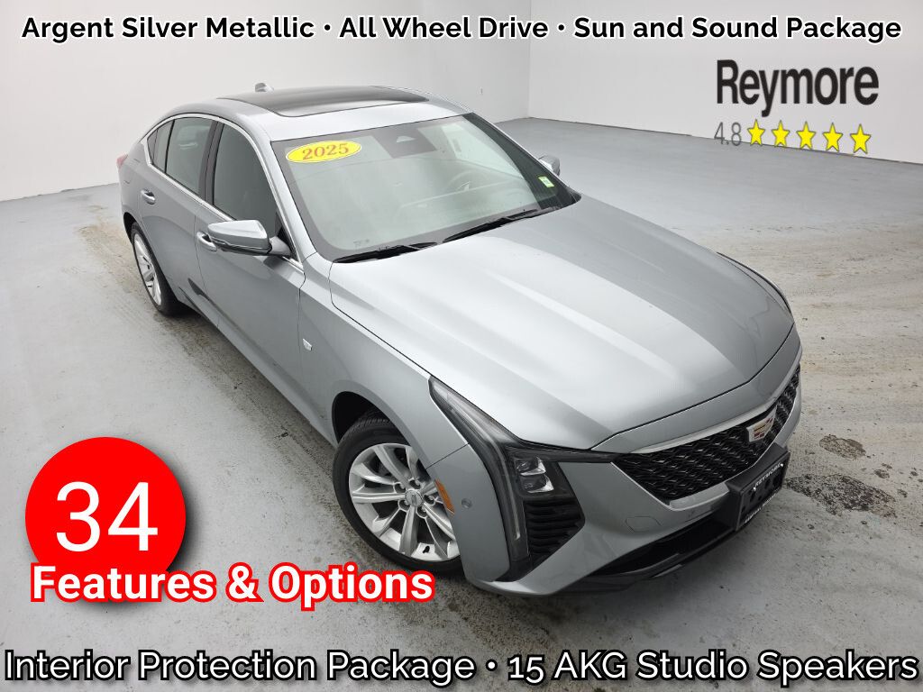 Argent Silver Metallic 2025 Cadillac CT5 Premium Luxury AWD Sedan All-Wheel Drive Automatic