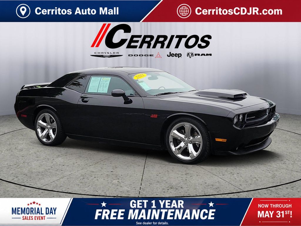 Black Clearcoat 2012 Dodge Challenger R/T RWD Coupe Rear-Wheel Drive 5-Speed Automatic