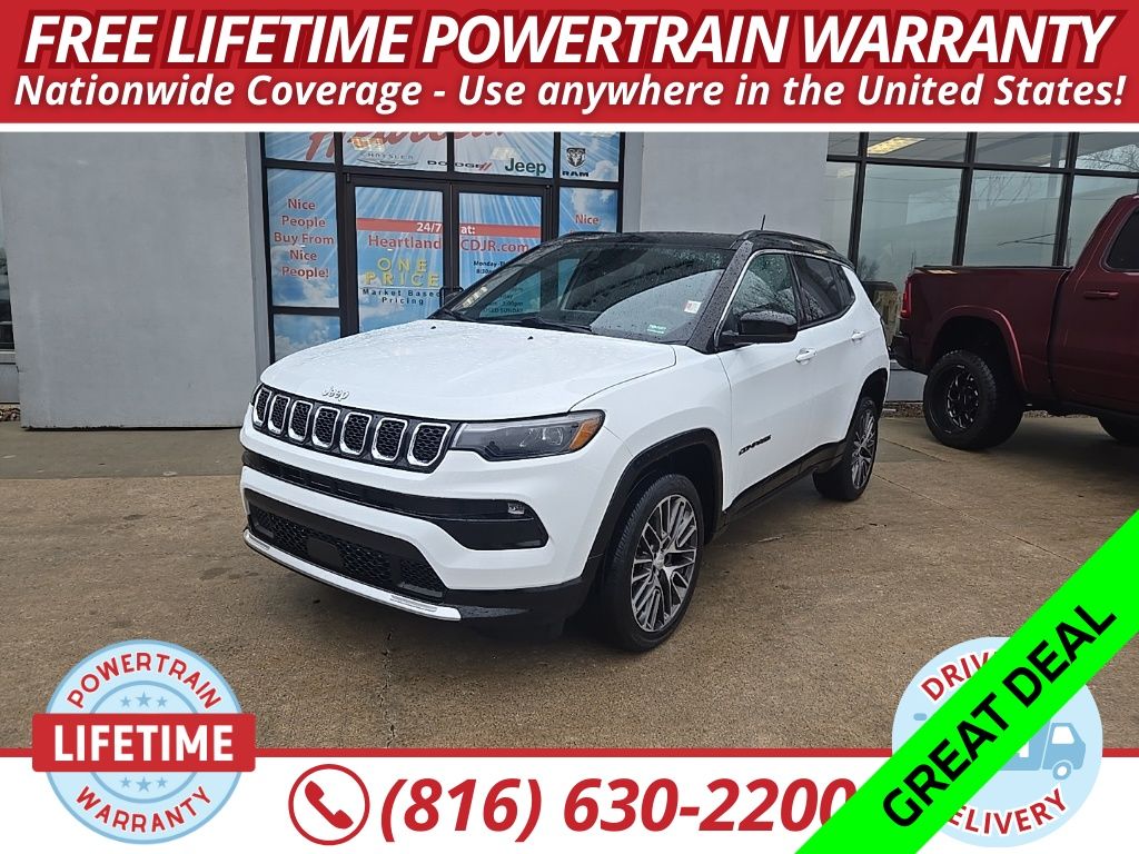 Bright White Clearcoat 2023 Jeep Compass Limited 4WD SUV / Crossover Four-Wheel Drive 8-Speed Automatic