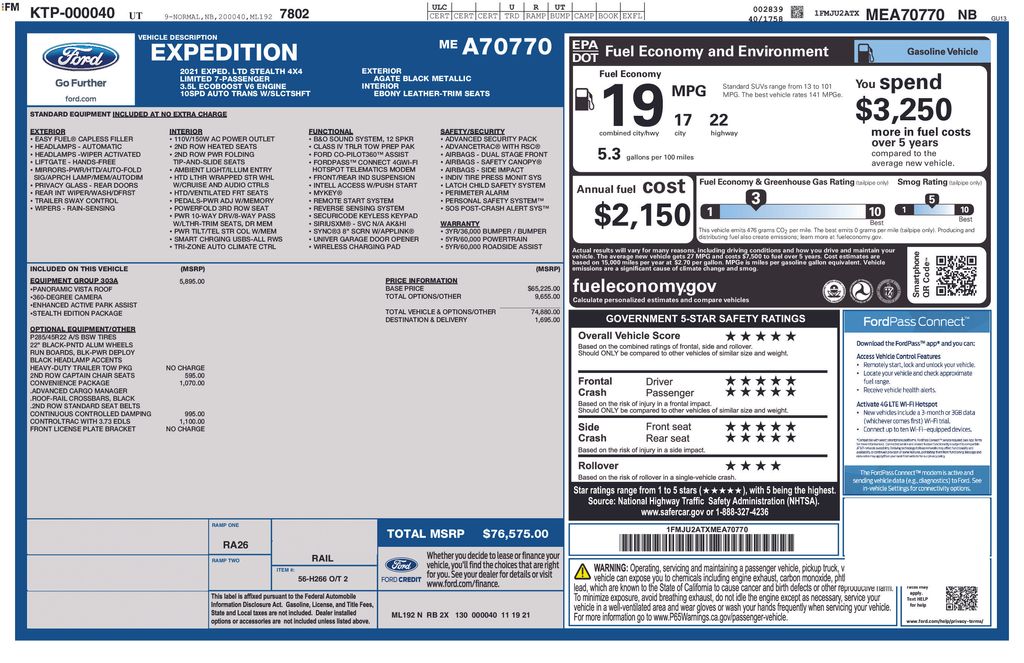 Used Car 2021 Ford Expedition  Limited For Sale Under $50,000 In Austin, Texas