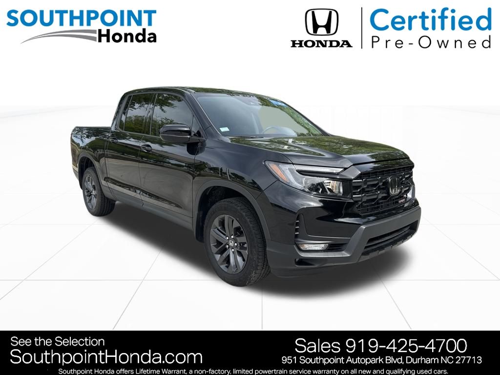 Crystal Black Pearl 2024 Honda Ridgeline Sport AWD Pickup Truck All-Wheel Drive 9-Speed Automatic