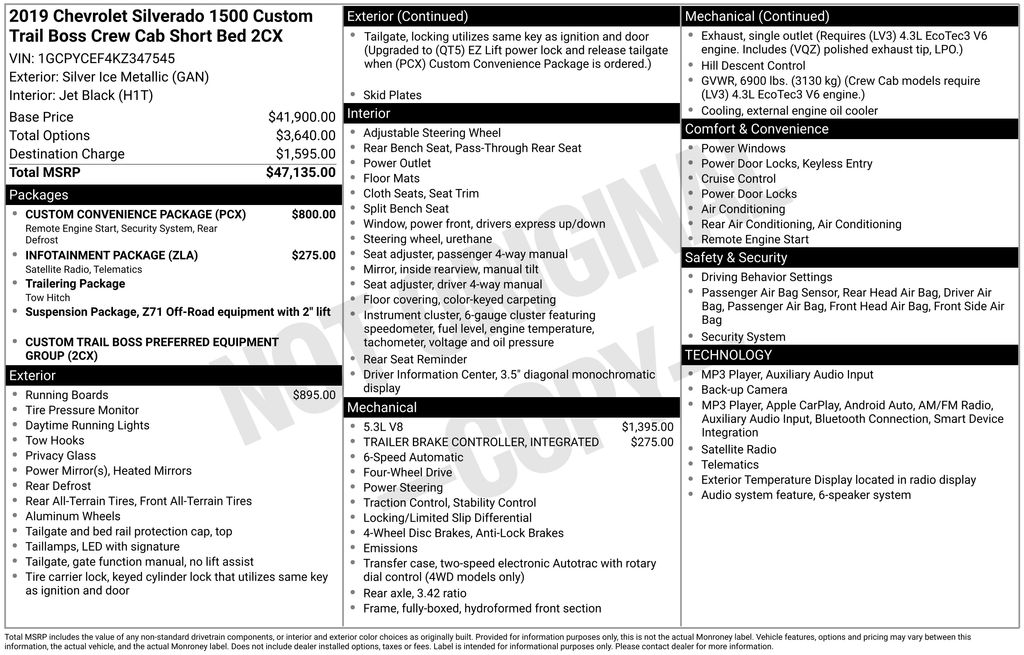 Used 2019 Silver Chevrolet Custom Trail Boss image 2