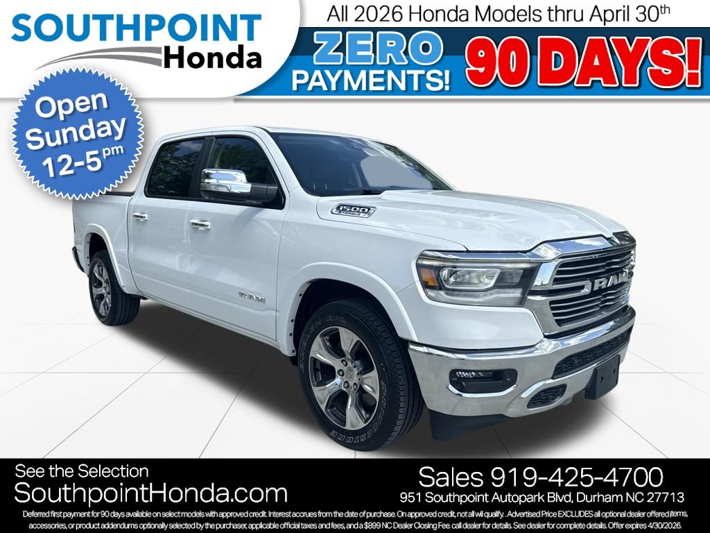 Bright White Clearcoat 2022 RAM 1500 Laramie Crew Cab RWD Pickup Truck 4X2 8-Speed Automatic