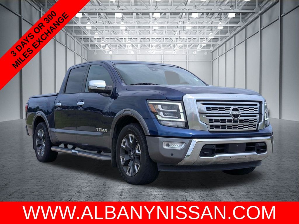 Deep Blue Pearl 2023 Nissan Titan Pickup Truck 4X2 9-Speed Automatic
