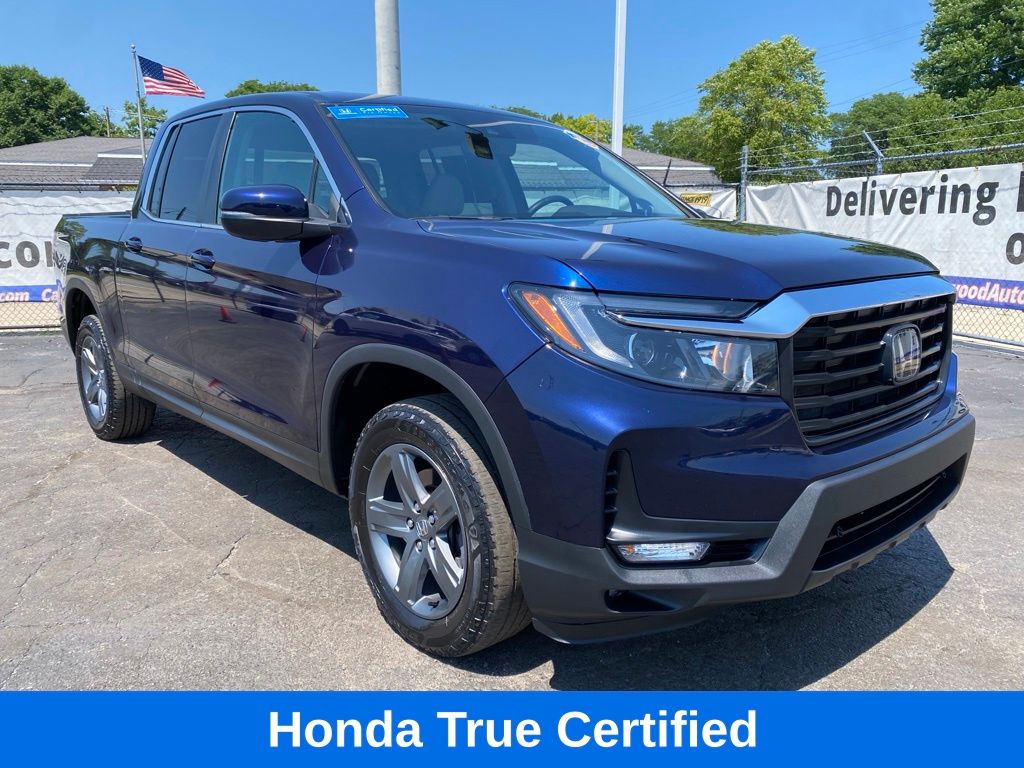 Black (Obsidian Blue Pearl) 2022 Honda Ridgeline Pickup Truck All-Wheel Drive 9-Speed Automatic