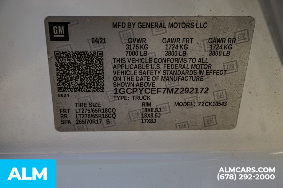 Used 2021 White Chevrolet Custom Trail Boss image 54