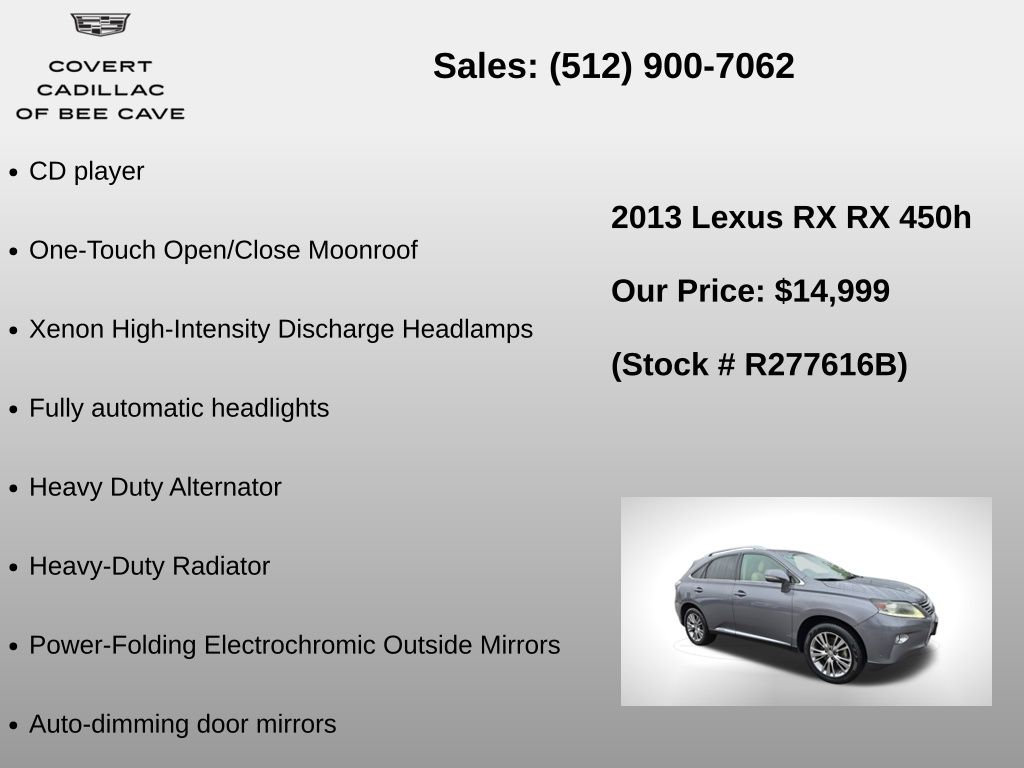 Used Car 2013 Lexus Rx  450h For Sale Under $15,000 In Austin, Texas