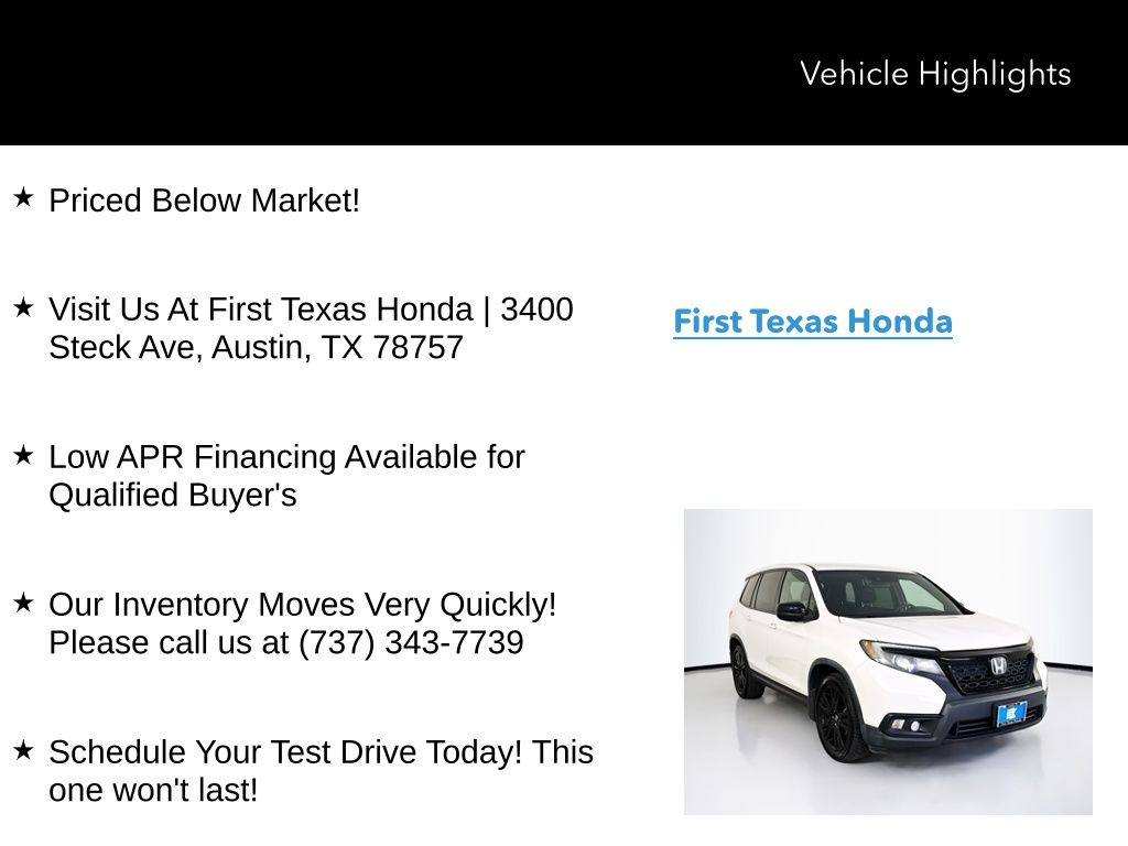 Used Car 2019 Honda Passport  Sport For Sale Under $20,000 In Austin, Texas