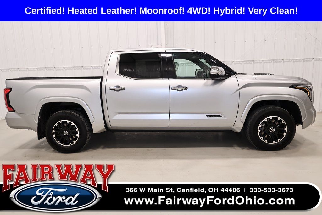 Celestial Silver Metallic 2023 Toyota Tundra Hybrid Capstone HV CrewMax Cab 4WD Pickup Truck Four-Wheel Drive Automatic