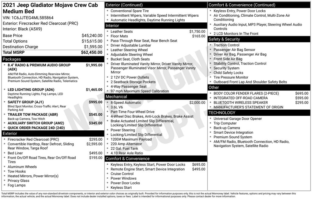 Used Car 2021 Jeep Gladiator  Mojave For Sale Under $40,000 In Austin, Texas