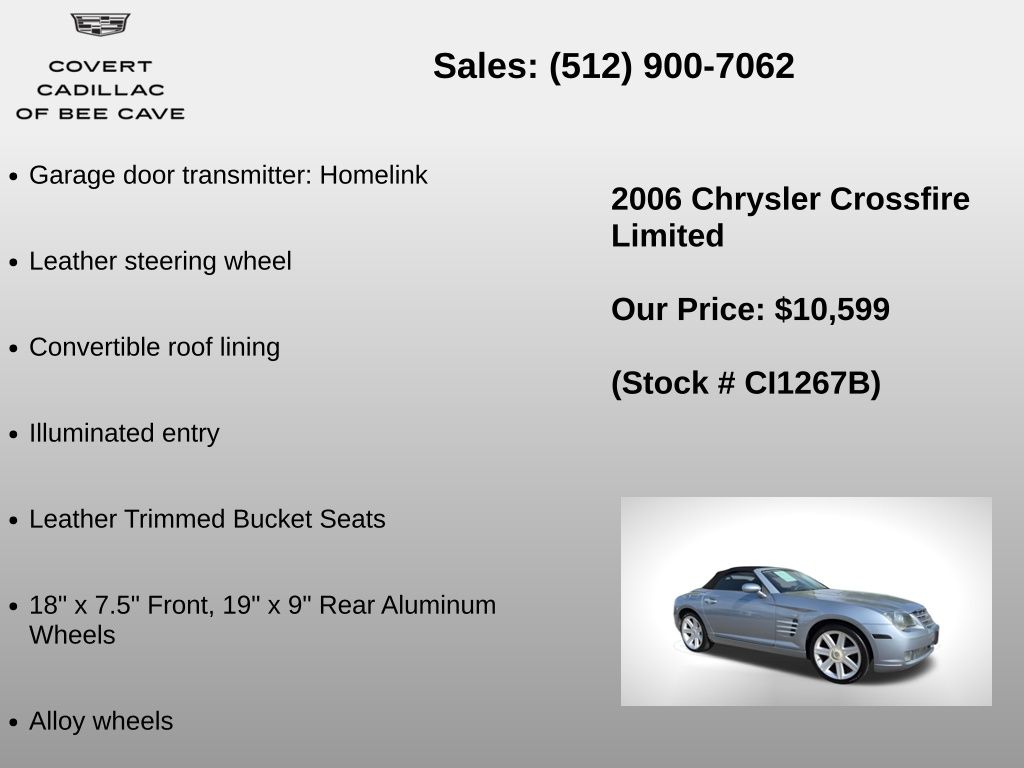 Used Car 2006 Chrysler Crossfire  Limited For Sale Under $12,000 In Austin, Texas