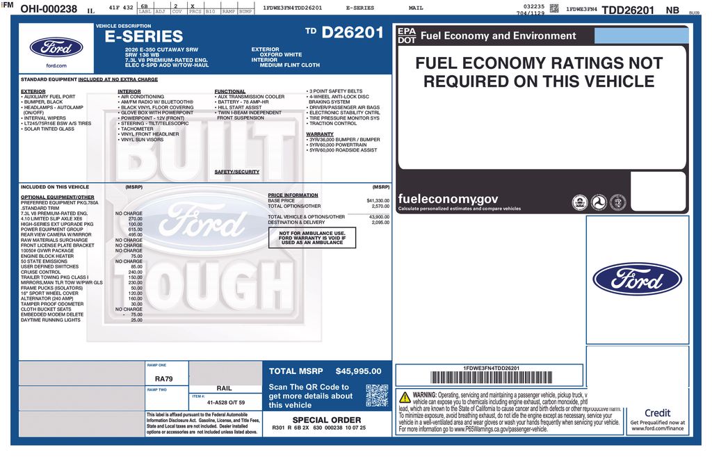 New 2026 White Ford Base image 5