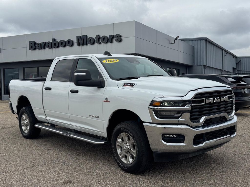 Bright White Clearcoat 2025 RAM 2500 Big Horn Crew Cab 4WD Pickup Truck Four-Wheel Drive 8-Speed Automatic