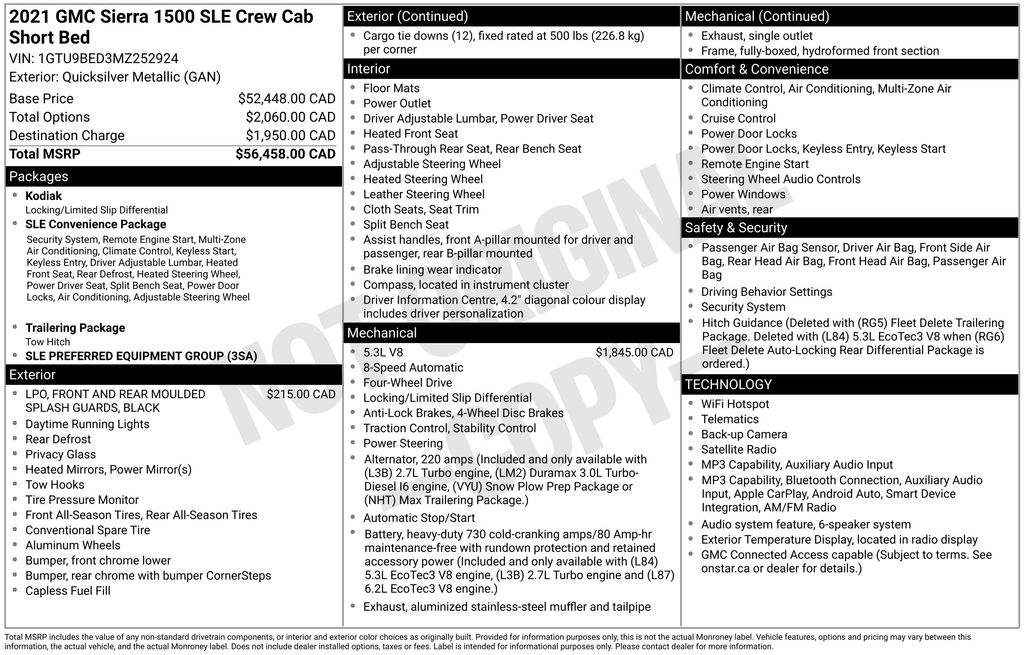 2021 Quicksilver Metallic GMC Sierra 1500 SLE 4X4 Truck
