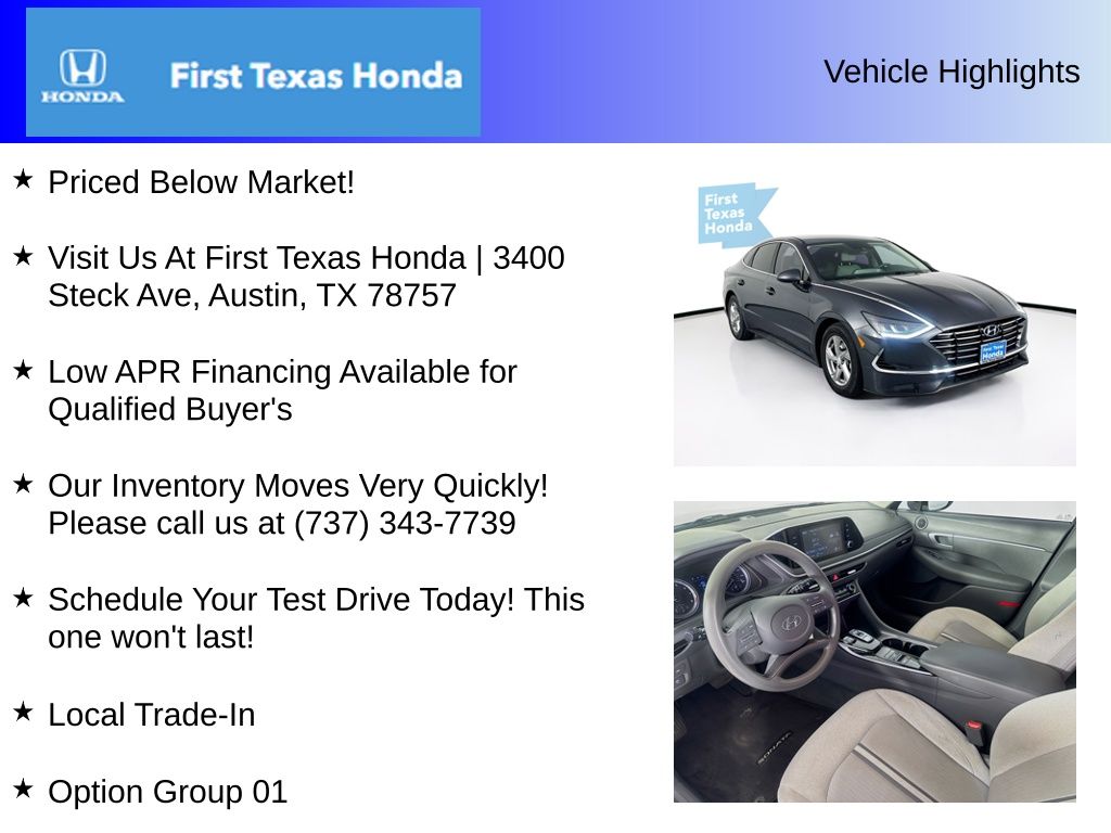 Used Car 2021 Hyundai Sonata  Se For Sale Under $15,000 In Austin, Texas