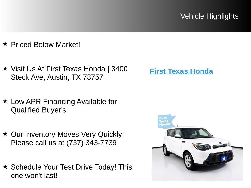 Used Car 2016 Kia Soul  Base For Sale Under $12,000 In Austin, Texas