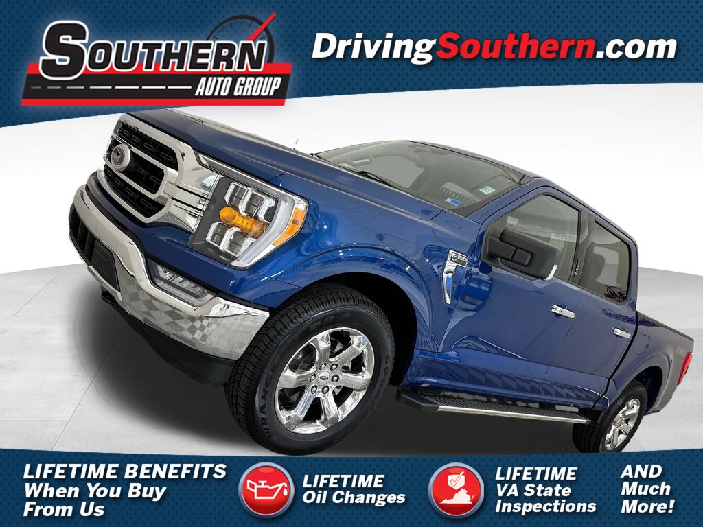 Blue Metallic 2022 Ford F-150 Pickup Truck Four-Wheel Drive Automatic
