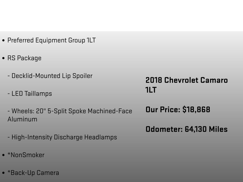 2018 Chevrolet Camaro 1LT White at Audi Porsche Sewickley