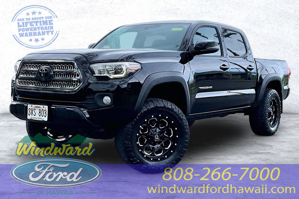 Black 2016 Toyota Tacoma Double Cab V6 SR 4WD Pickup Truck Four-Wheel Drive 6-Speed Automatic