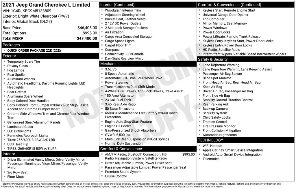 Used Car 2021 Jeep Grand Cherokee L  Limited For Sale Under $25,000 In Taylor, Texas