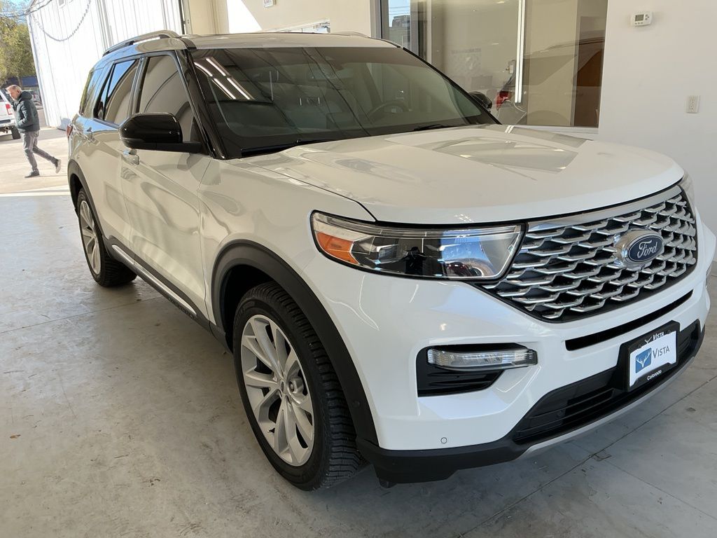 Star White Metallic Tri-Coat 2022 Ford Explorer Platinum AWD SUV / Crossover All-Wheel Drive Automatic