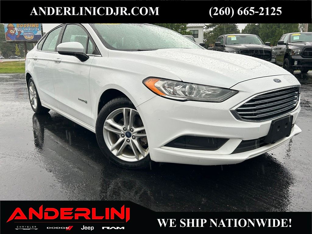 Oxford White 2018 Ford Fusion Hybrid Sedan Front-Wheel Drive Continuously Variable Transmission