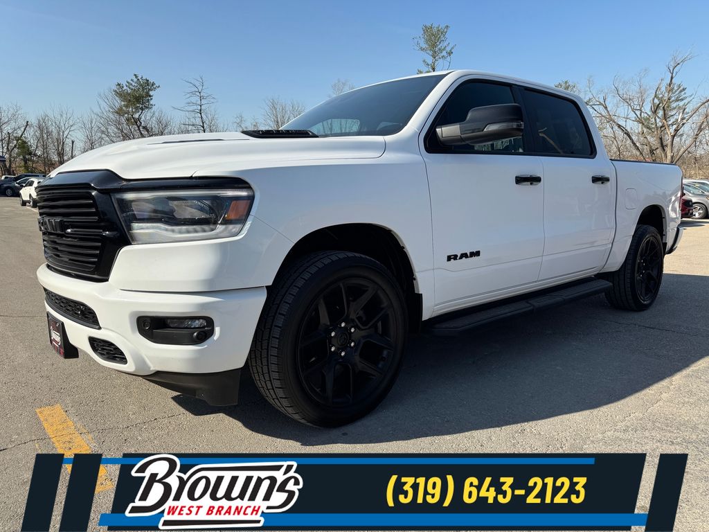 Bright White Clearcoat 2023 RAM 1500 Laramie Crew Cab 4WD Pickup Truck Four-Wheel Drive 8-Speed Automatic