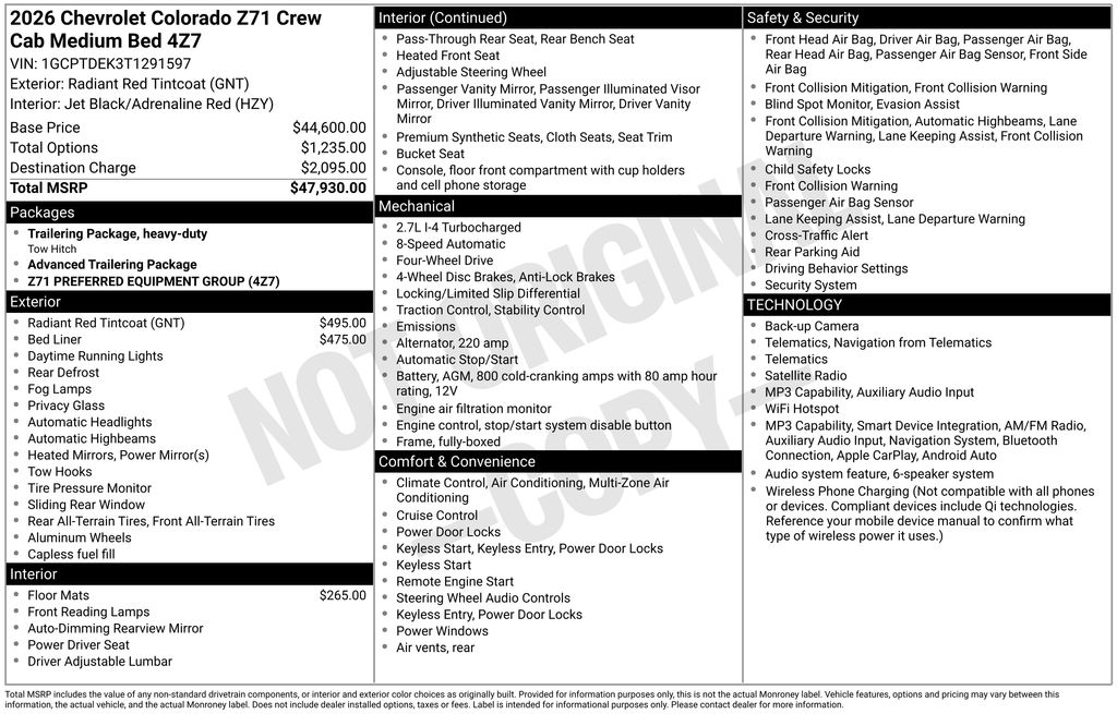 2026 Chevrolet Colorado Z71 Red at Klick Lewis Buick Chevrolet
