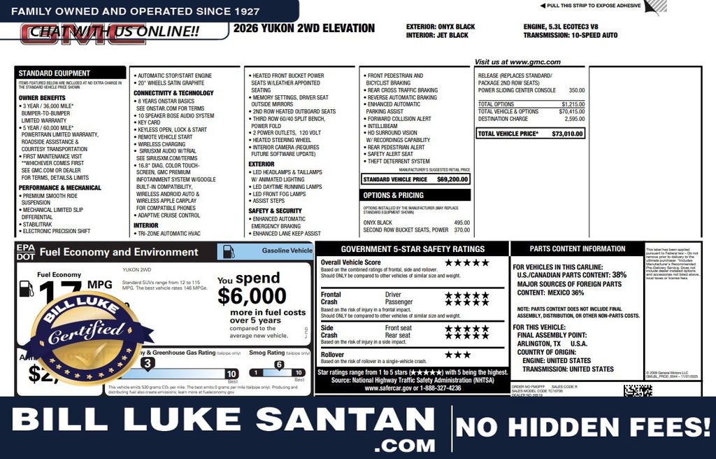 2026 GMC Yukon Elevation RWD
