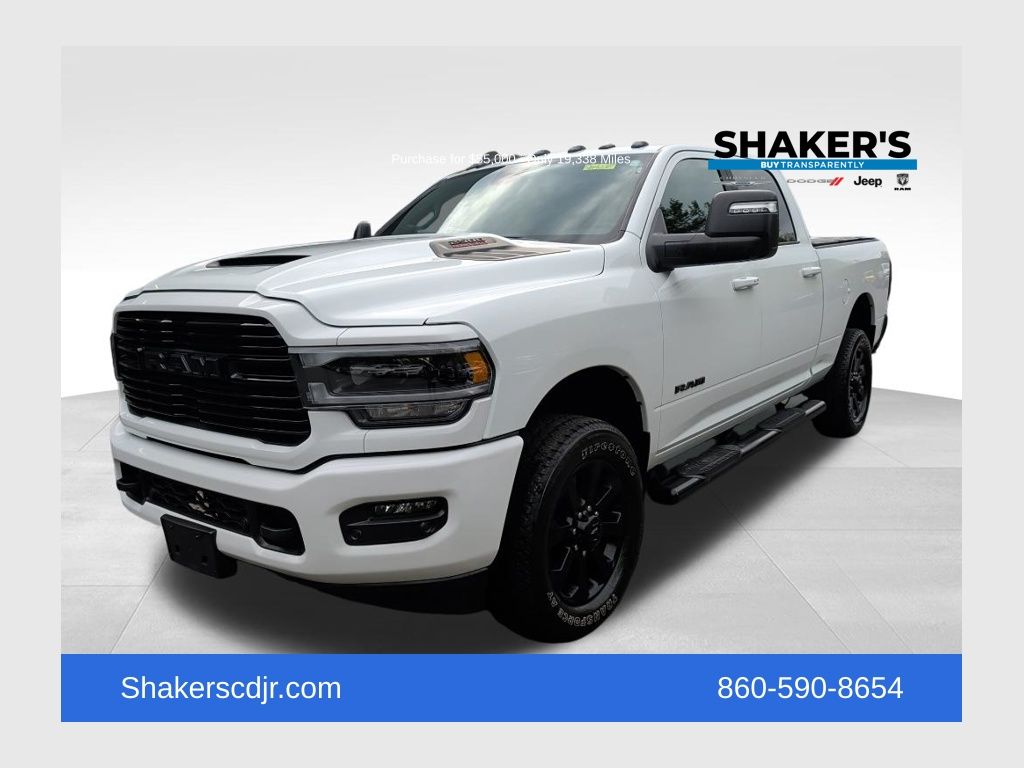 Bright White Clearcoat 2024 RAM 2500 Laramie Crew Cab 4WD Pickup Truck Four-Wheel Drive 8-Speed Automatic