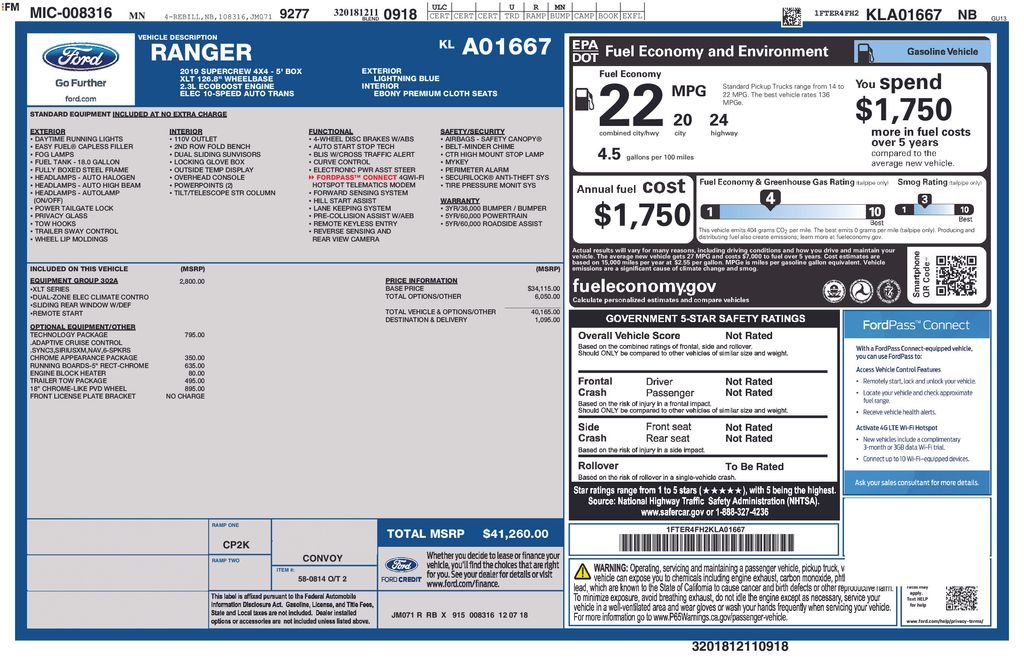 2019 Ford Ranger XLT 4x4 SuperCrew 5' Box's photo