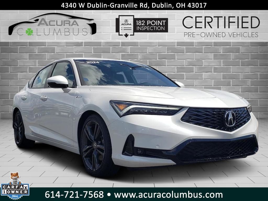 Platinum White Pearl 2024 Acura Integra FWD with Technology and A-SPEC Package Sedan Front-Wheel Drive Continuously Variable Transmission