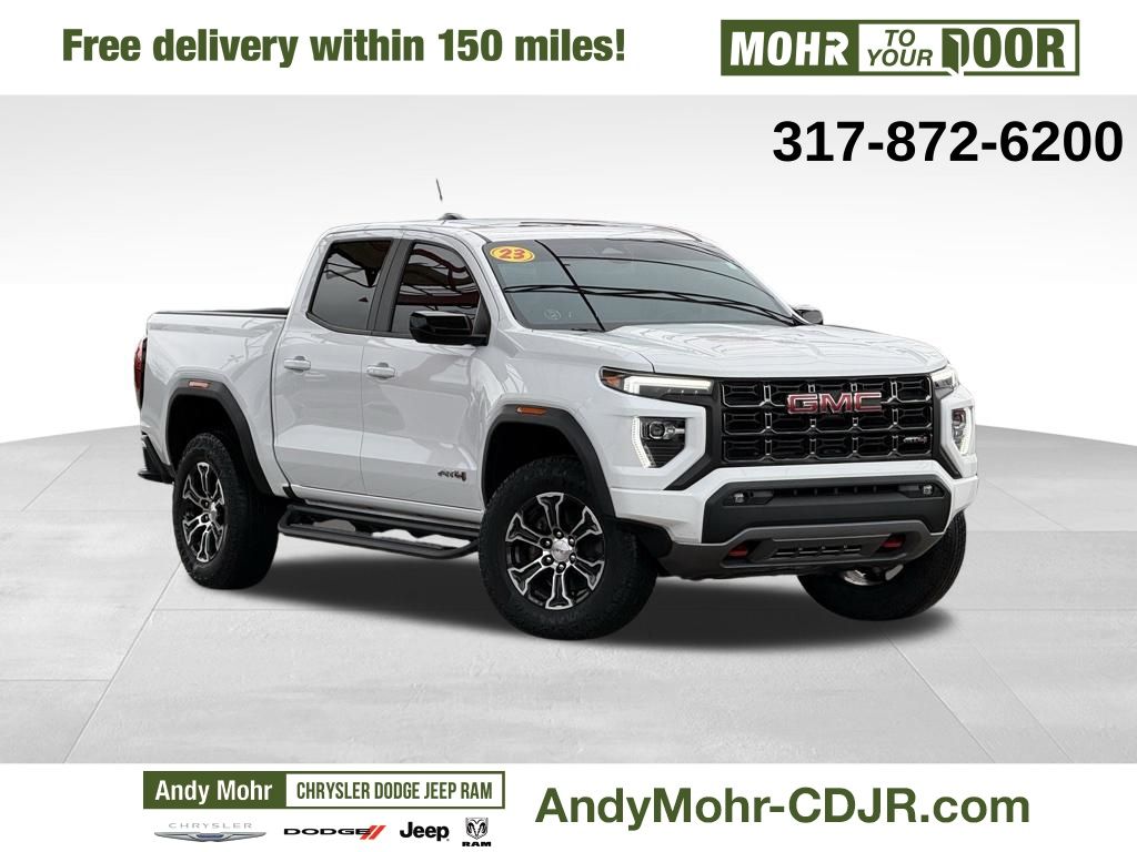 Summit White 2023 GMC Canyon AT4 Crew Cab 4WD Pickup Truck Four-Wheel Drive 8-Speed Automatic