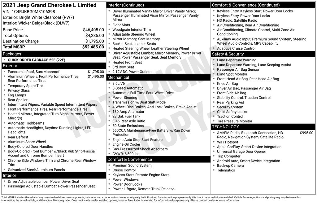 Used Car 2021 Jeep Grand Cherokee L  Limited For Sale Under $25,000 In Austin, Texas