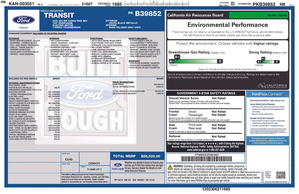 2023 Ford E-Transit-350 Cargo Van 