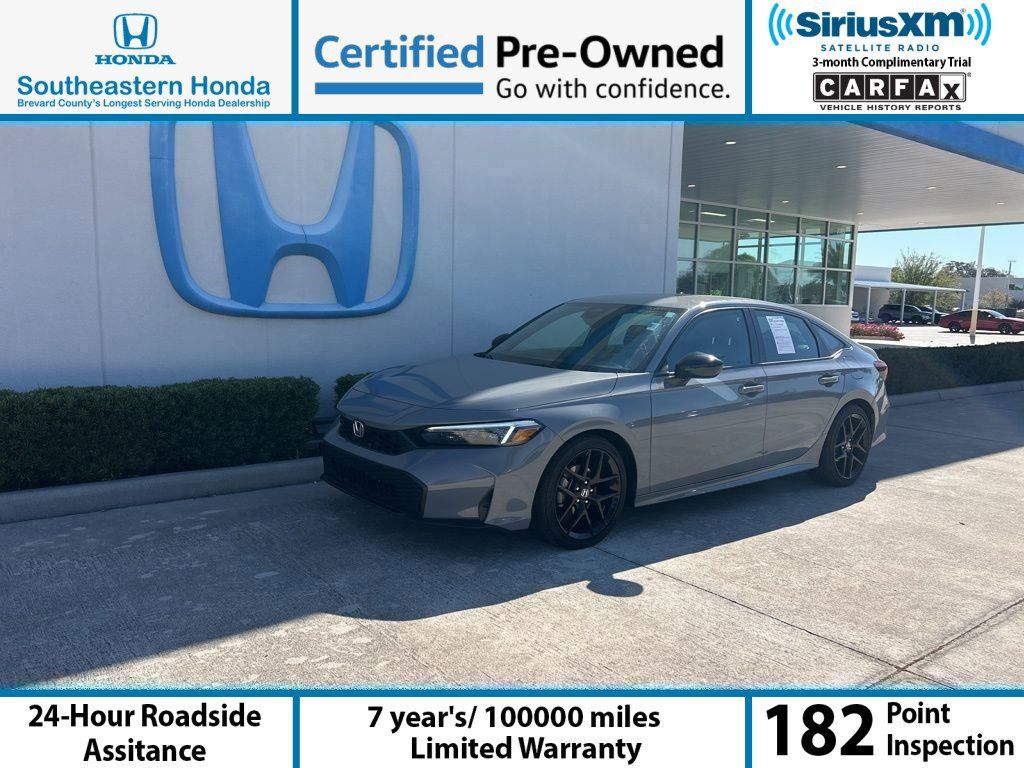 Gray 2025 Honda Civic Sport FWD Sedan Front-Wheel Drive Continuously Variable Transmission