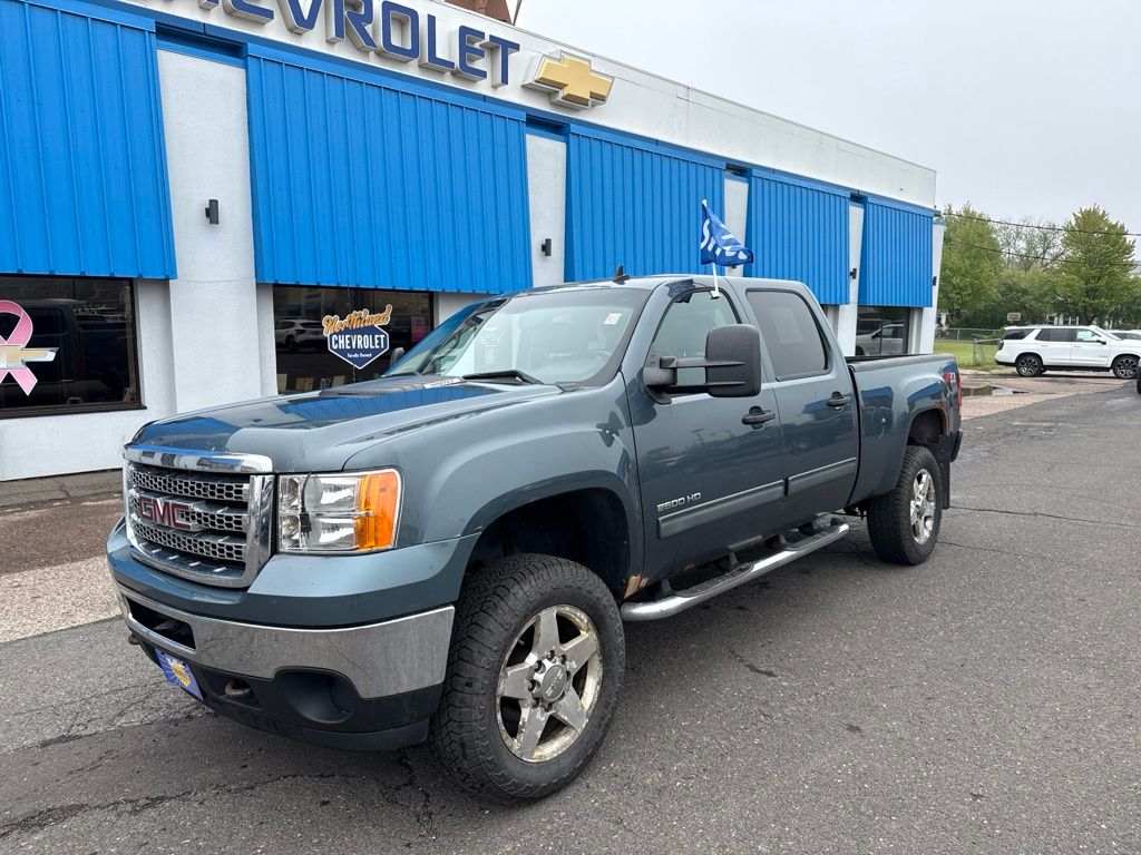 Gray 2013 GMC Sierra 2500HD SLE Crew Cab SB 4WD Pickup Truck Four-Wheel Drive 6-Speed Automatic Overdrive